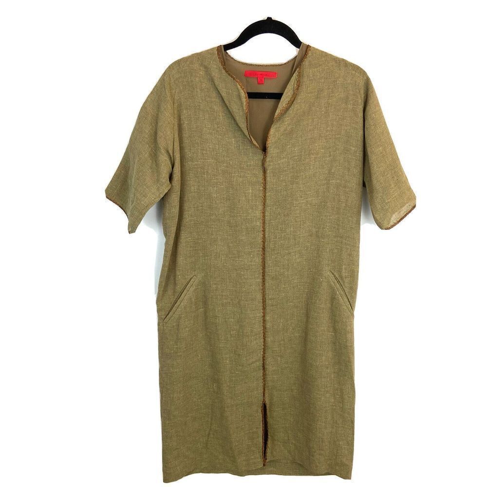 Shamask‎ Shift Dress Women’s Size 0 100% Linen Silk Lining Textured W/ Pockets